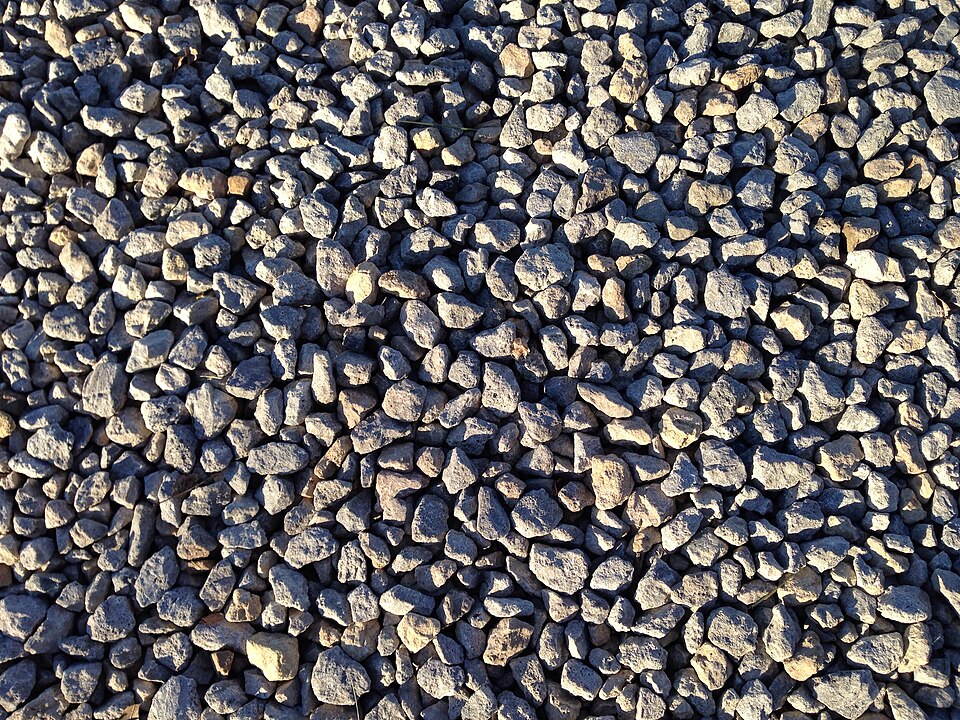 Close-up of crushed stone used as base material